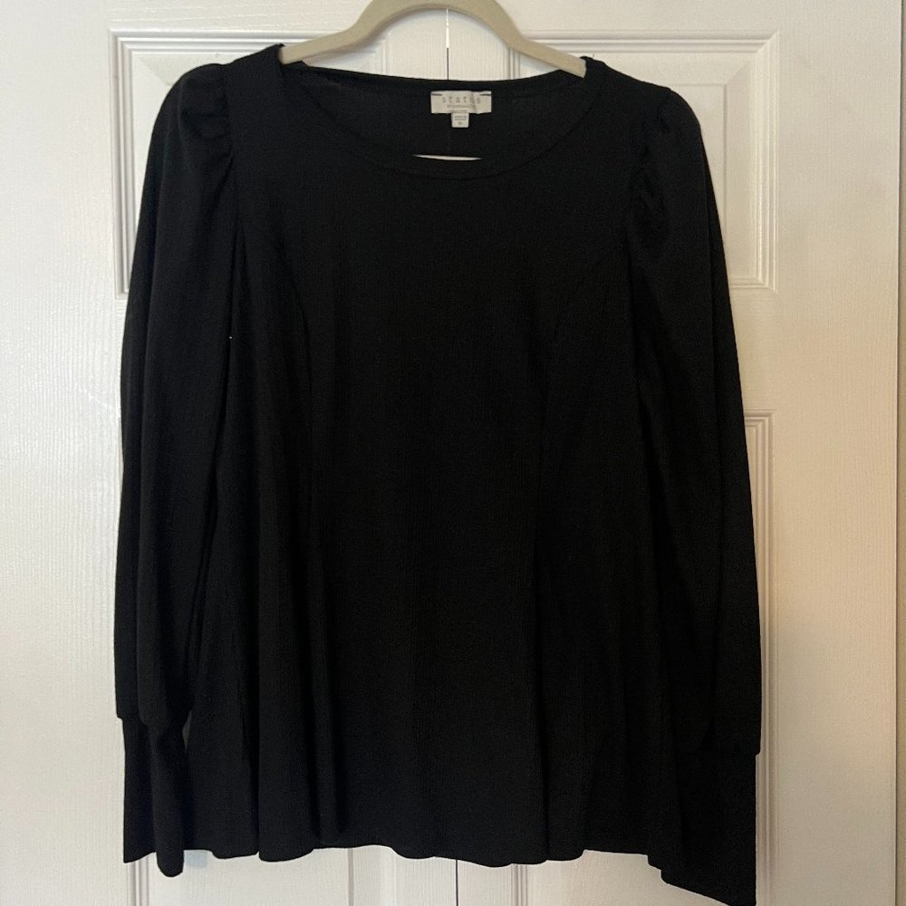 Status by Chenault Black Slightly Peplum Long Sleeve Top